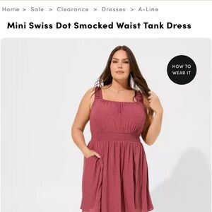 Torrid 1x dress mini swiss dot Maroon Smocked Waist Tank Dress Swiss worn once